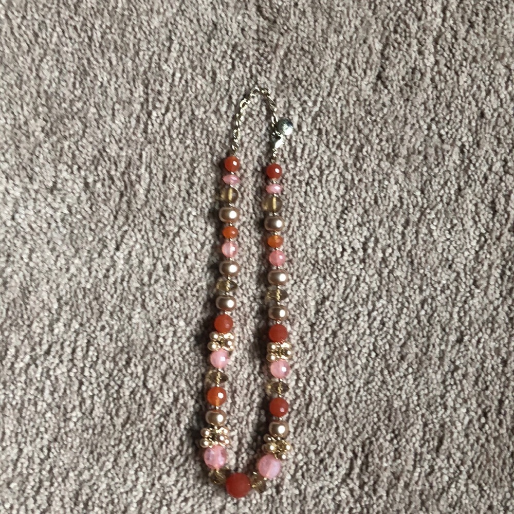 Gold and pastel peach necklace